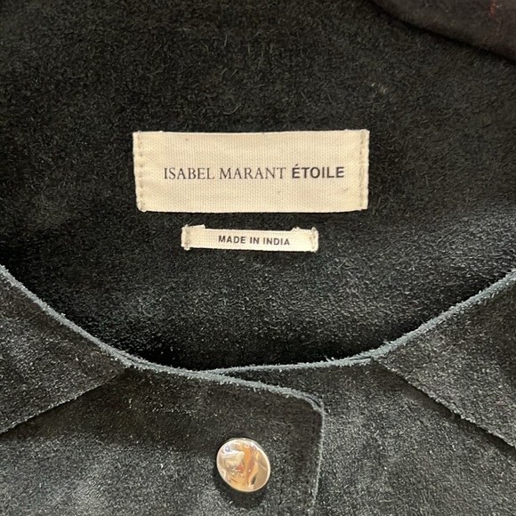 Isabel Marant Étoile Round Neck Black Suede Leather Jacket - Picture 3 of 7